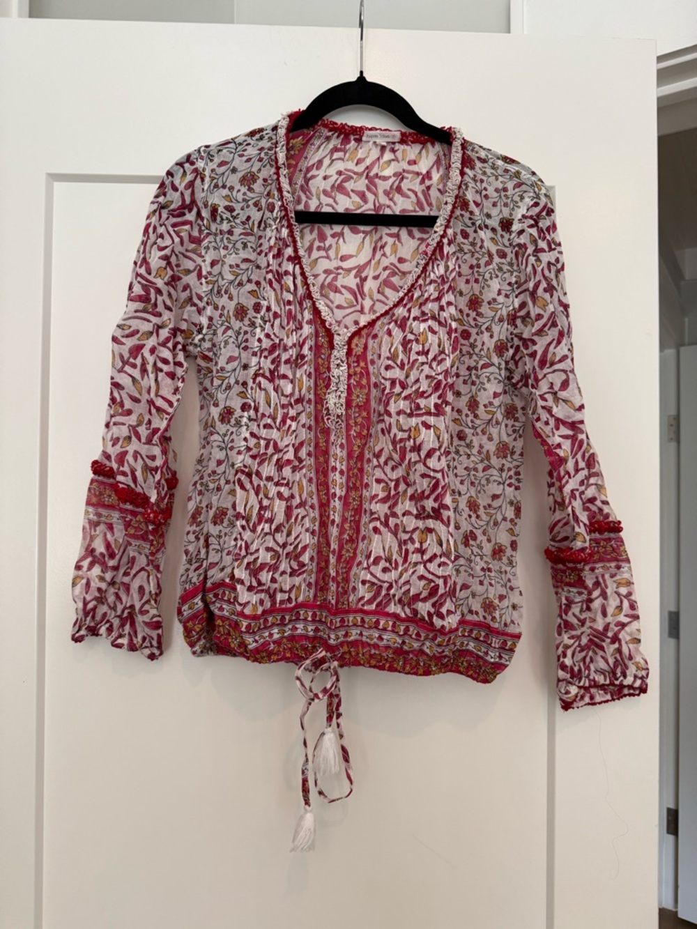 Poupette St Barth floral batik beach blouse size medium